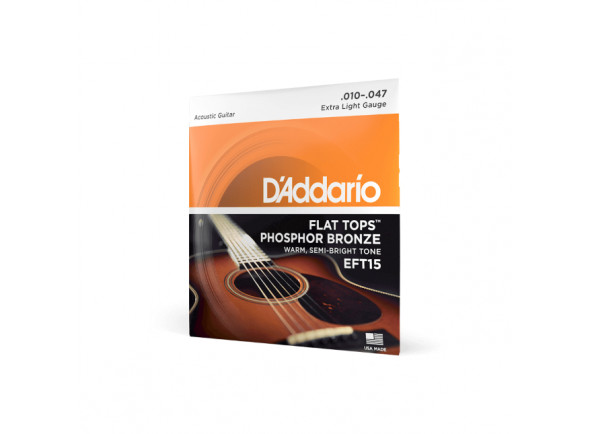 D'Addario EFT15 cordas 10-47 Extra Light - 10-47 Extra Light, Flat Tops Phosphor Bronze Acoustic Guitar Strings, 