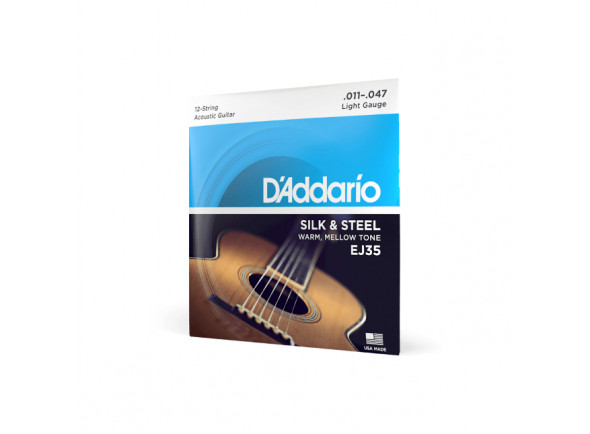 D'Addario EJ35 11-47 Light 12-String, Silk & Steel - 11-47 Light 12-String, Silk & Steel Acoustic Guitar Strings, 12 cordas, 