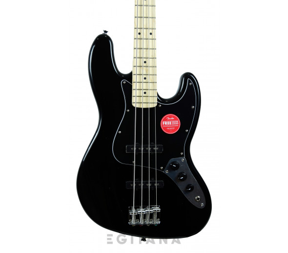 Fender Squier Affinity Jazz Bass Black Maple Fingerboard  - Canhoto / Destro: Destro, Formato do corpo: Affinity Series Jazz, Material Corporal: Choupo, Acabamento corporal: Poliuretano brilhante, Cor preta, Material do pescoço: bordo, 