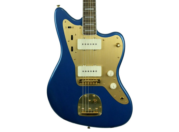 Fender SQ 40th Anniversary Jazzmaster Gold Edition LPB - Cor/Acabamento: Azul Lake Placid, Tecnologia: Corpo Sólido, Forma do corpo: Offset, Cordas: 6, Construção do pescoço: Parafuso no pescoço, Trastes: 21, 