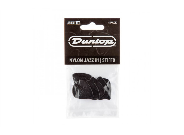 Dunlop Jazz III Stiffo 47P3S - Jazz III, 6 unidades, espessura de 1,38, Preta, 