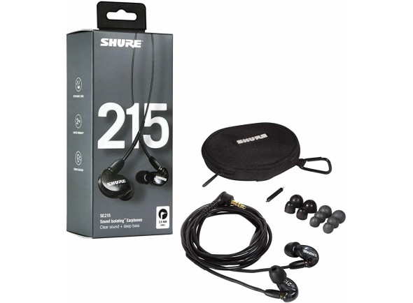 Shure  In-Ear Pro SE215-K-EFS - MicroDriver Dinâmico, Protege mais de 90% do ruído ambiente, Adequado para monitoramento intra-auricular, bem como MP3 players, No ouvido, Impedância: 20 Ohm, Sensibilidade: 107 dB SPL/mW, 