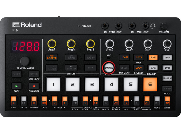 Roland P-6 Creative Sampler Portátil</b> 64-Patterns + 20-Multi-FX + MIC interno AIRA COMPACT