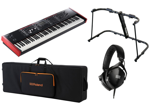 <b>PACK Roland V-STAGE 88 SACO TRANSPORTE ROLAND SC-G88W3 SUPORTE TECLADO ROLAND KS-G8B HEADPHONES ROLAND VMH-S100</b>