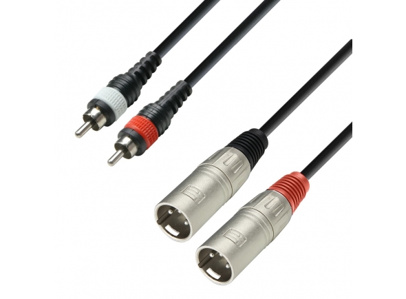 Adam hall K3 TMC 0300  - Cable de audio revestido de 2 conectores RCA macho a 2 conectores XLR macho, 3 m, 