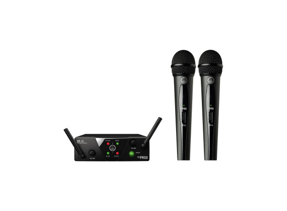 AKG WMS 40 Mini Dual Vocal US25B/D - Frequências: 537.900MHz - 540.400MHz, Chave On/Off, Conector: P10, Modulação: FM, Sensibilidade: 100 dBm, Voltagem: 12V, 