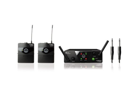 AKG WMS 40 Mini Dual Instrument - Sistema de melhoria de qualidade de som HDAP (High Definition Audio Performance), até 30 horas de trabalho com uma bateria, sistema de conexão e configuração rápida plug & play, Receptor de microfo...