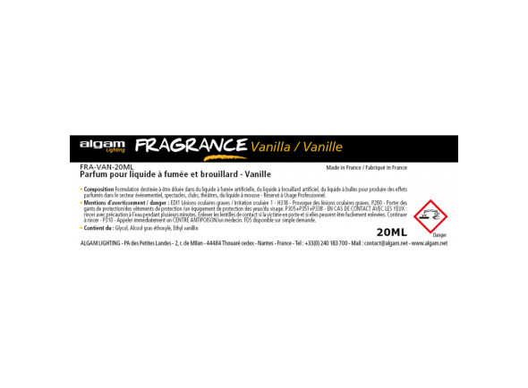 Algam Lighting  FRA-VAN-20ML - Smoke E-Liquid Flavoring. Vanilla. 20ML