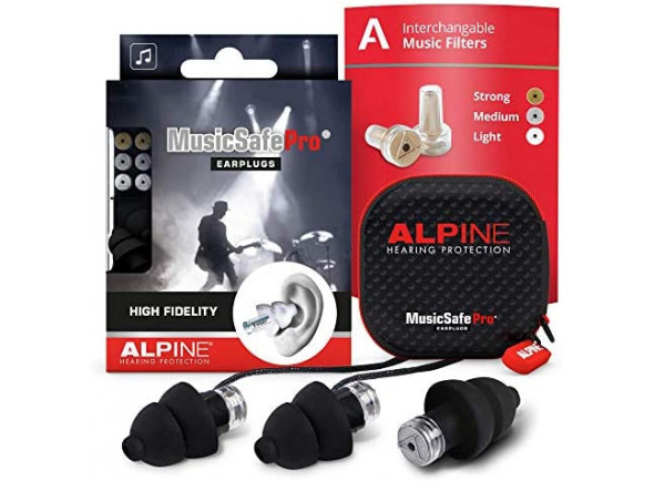 Alpine MusicSafe Pro 3 Niveis Preto - Previne danos auditivos e zumbidos como resultado da exposição a música alta, Com três conjuntos de filtros de alta fidelidade: Ouro (22 dB), Prata (19 dB) e Branco (16 dB), Apresenta um sistema de...