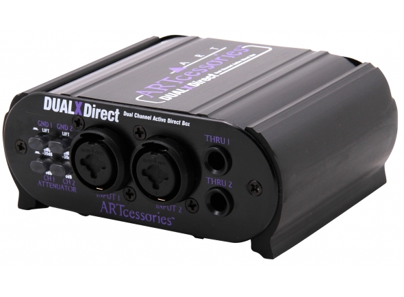 ART Dual X-Direct Dual Channel Active DI Box  - Canal duplo, Converte entradas de alta impedância em saídas balanceadas de 600 Ohm, Eletrônica do estágio de entrada ativa, Tensão fantasma ou bateria de 9V, Atenuação de entrada selecionável de 0d...