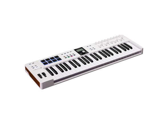 Arturia  KeyLab Essential 49 MK3 White Teclado MIDI 49 Teclas - Com 49 teclas sensíveis à velocidade, 8 pads iluminados RGB sensíveis à velocidade, 1 codificador detido, 9 Botões, 9 faders, Seção de transporte com 4 teclas de função, 