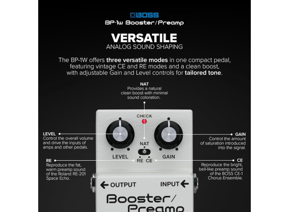 <b>BOSS BP-1W Pedal Booster Preamp Edição Especial WAZA CRAFT</b>