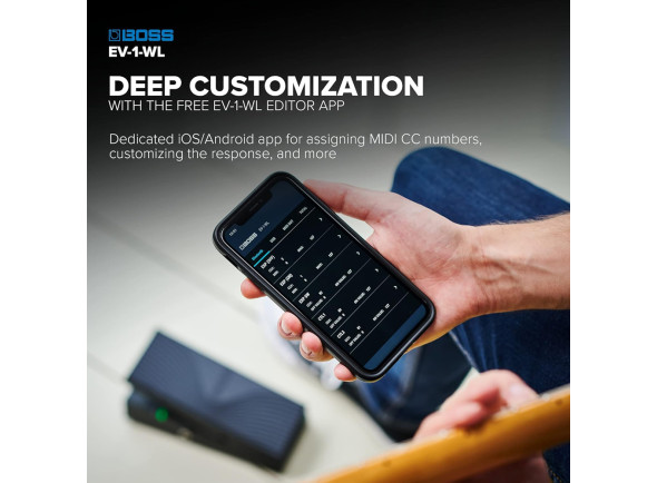 <b>BOSS EV-1-WL Pedal Expressão Wireless Bluetooth Universal BOSS KATANA Gen 3, WAZA AIR, KATANA AIR EX</b>