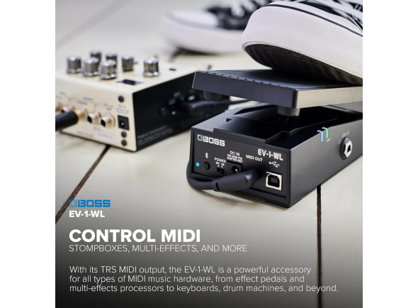 <b>BOSS EV-1-WL Pedal Expressão Wireless Bluetooth Universal BOSS KATANA Gen 3, WAZA AIR, KATANA AIR EX</b>