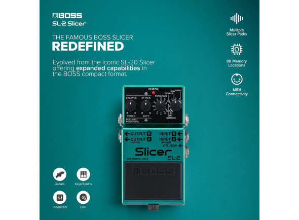 <b>BOSS SL-2 Pedal SLICER Patterns Audio Ritmos para Guitarra Elétrica e Baixo BEST-SELLER</b>