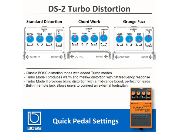 <b>BOSS DS-2 TURBO DISTORTION pedal compacto distorção de guitarra BEST-SELLER</b>