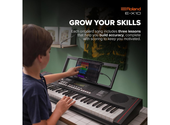 <b>Roland E-X10 Teclado Piano Portátil 600 Sons 200 Ritmos porta USB entrada Microfone pilhas colunas 61-teclas entrada microfone BEST-SELLER</b>