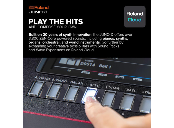 <b>Roland JUNO-D7 Sintetizador 3800 Sons + 95 kits Bateria + Visor a Cores 76-teclas</b>
