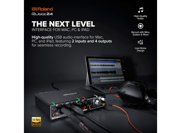 <b>Roland RUBIX24 Interface Áudio USB Alta-resolução 192kHz para Mac, PC e Apple iPad com 2 Entradas e 4 Saidas</b>