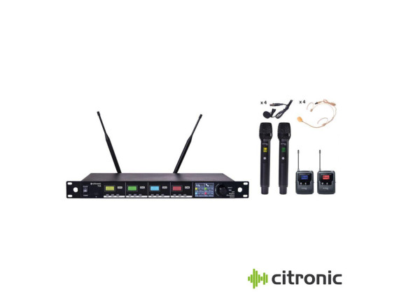 Central de Microfones UHF Profissional Sem Fios 4 Canais