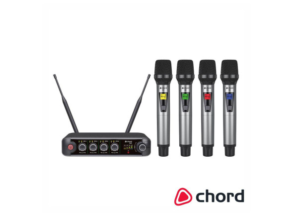 Central de Microfones UHF Sem Fios 4 Canais CHORD