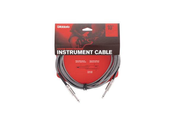 Daddario  Braided Instrument Cables Black/Grey 3m