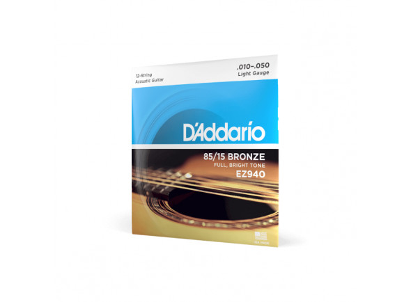 D'Addario EZ940 85/15 12-String Bronze Acoustic Guitar Strings, Light, 10-47 D'Addario EZ940 85/15 12-String Bronze Acoustic Guitar Strings, Light, 10-47