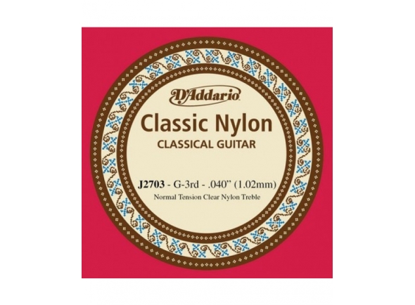 D´Addario J2703 G3  - Corda da guitarra do concerto, Nylon, G3, Força: 0,40, Tensão média, 