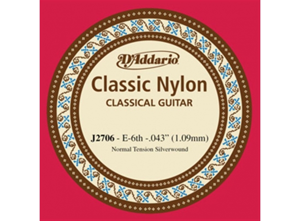 D´Addario J2706 E6  - Corda de guitarra de clássica, Corda Mi - 6th, Nylon, Espessura: 0,43, Normal tensão, 