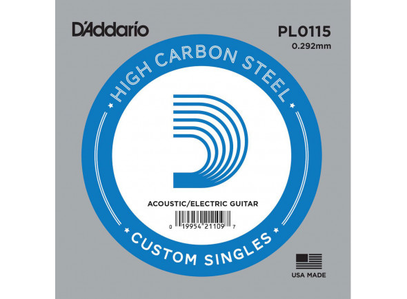 Daddario  PL0115 Single String - Aço simples, Qualidade de som e durabilidade estendidas, Calibre: 0115, 