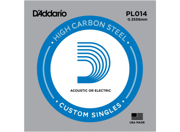 D´Addario  PL014 Single String  - Corda única, Para guitarra elétrica ou violão de cordas de aço, Aço liso, Qualidade de som estendida e durabilidade, Calibre: 014, 