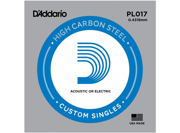 D´Addario  PL017 Single String  - Corda única, Para guitarra elétrica ou violão de cordas de aço, Aço liso, Qualidade de som estendida e durabilidade, Calibre: 017, 