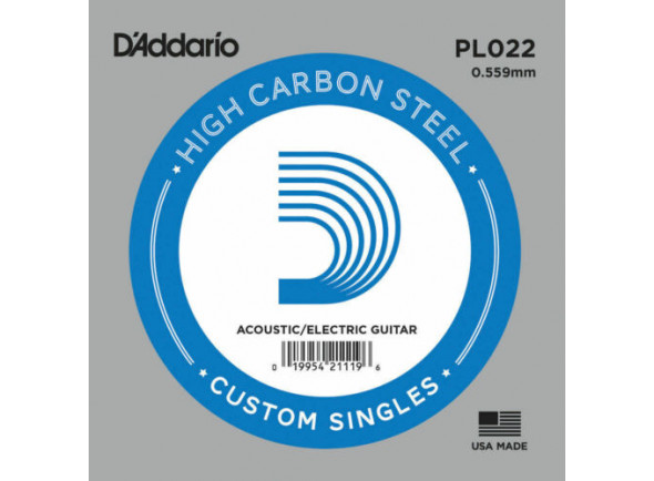 Daddario  PL022 Single String - Calibre: 022, Aço simples, Qualidade de som e durabilidade estendidas, 