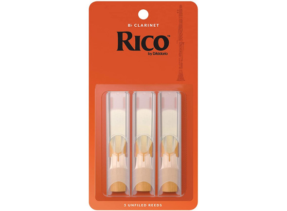 D´Addario  Woodwinds Rico Bb- Clar 2.5 - 3-Pack - Palhetas para clarinetes Bb, Força: 2,5, Corte Boehm, Uma palheta não arquivada para um som poderoso, A Orange Box da Rico é feita da parte mais flexível da cana de junco, permitindo uma ampla vari...