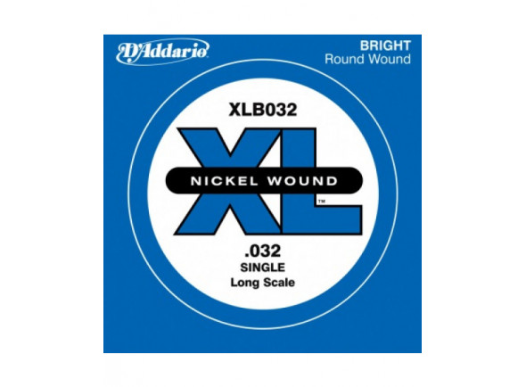 Daddario  XLB032 Bass XL Single String - Calibre: 032, Round wound, Nickel wound, Núcleo de aço, Longa escala, 