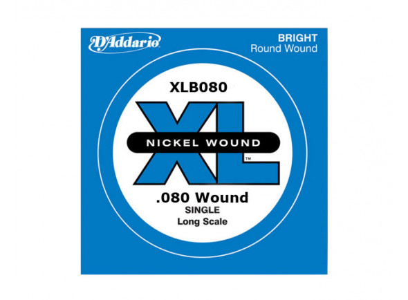 Daddario  XLB080 - Single XL Nickel Wound 080 Long Scale, As XL Nickel Wound Bass Singles são flat wounds com aço niquelado para um tom distinto e brilhante. Disponíveis em vários tamanhos e comprimentos de escala., ...