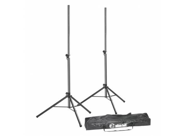 Adam Hall SPS 023 SET  - Stand de alto-falante 2 suportes de alto-falante com saco, Speaker Stand Set com Transportbag - conjunto composto de 2 x alto-falantes de alumínio preto, Saco de transporte., 