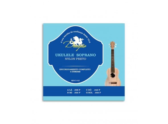 Dragão UK066 Ukulele Soprano  - Para ukulele soprano, Lá	.028 P, Dó	.040 P, Mi	.032 P, Sol	.032 P, 
