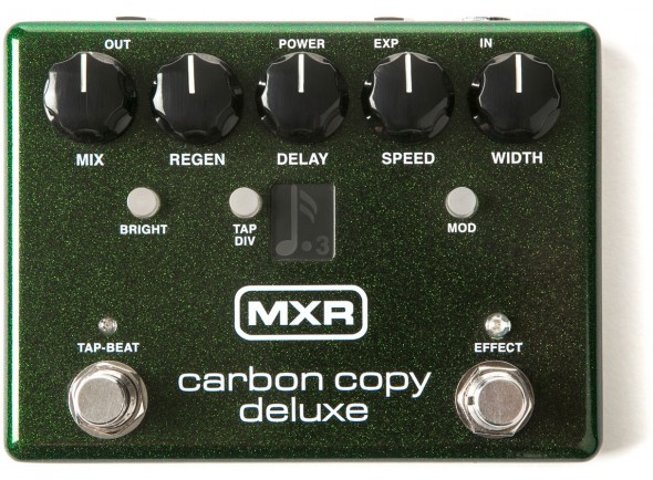MXR M-292 Carbon Copy Deluxe Delay  - Delay analógico, Máx. tempo de atraso: 1,2 segundos, Som da cópia original em carbono e da versão brilhante em um pedal, Modulação de tempo de atraso ajustável, Função de tempo de toque, Toque em s...
