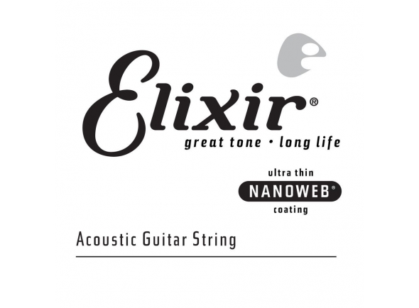 Elixir .024 Western Guitar  - Corda Única para Guitarra Acústica, O revestimento patenteado Nanoweb das cordas Elixir evita que a sujeira e o suor se depositem nas bobinas da corda, garantindo que o som seja mantido mesmo depoi...