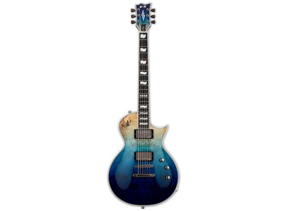 Guitares à pan coupé simple ESP E-II Eclipse Burl Maple Blue Natural Fade