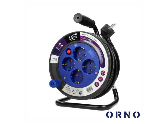 ORNO Extensão Elétrica com Enrolador 4x Schuko 15 m
