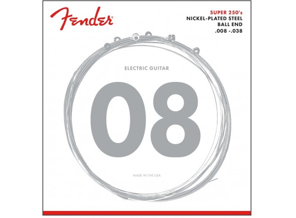Fender 250XS NPS BALL END 8-38  - Cordas de aço niquelado (NPS) de 250 gramas, Alto rendimento, Som dinâmico do aço, Sensação suave do níquel, Perfeito para rock e outros estilos de música, 