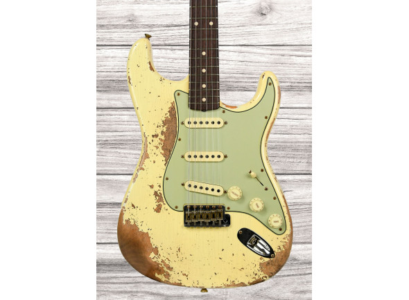 Fender Custom Shop Limited Edition 60 Dualmag II Stratocaster Super Heavy Relic Aged Vintage White