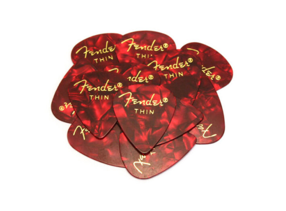 Fender  Premium Celluloid 351 Shape Picks Thin Red Moto 12-Pack