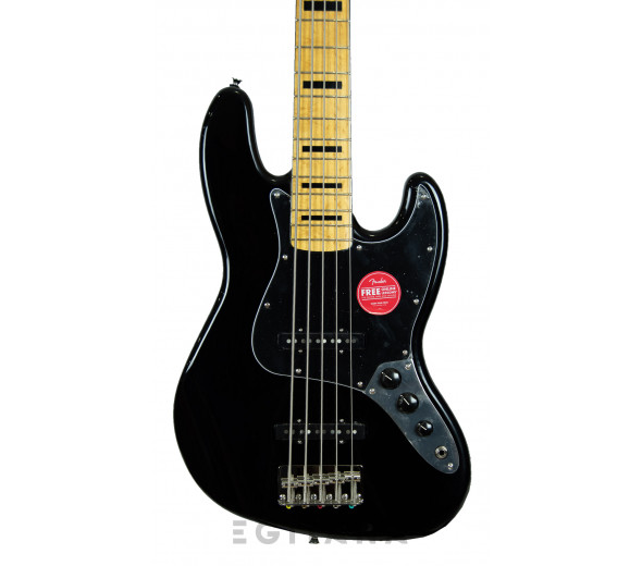 Fender SQ CV 70s Jazz Bass V MN BLK  - Baixo elétrico de 5 cordas, Corpo em Poplar, Braço em Maple, Escala em Maple, Perfil do braço: C Shape, Raio do braço: 241mm (9.5), 