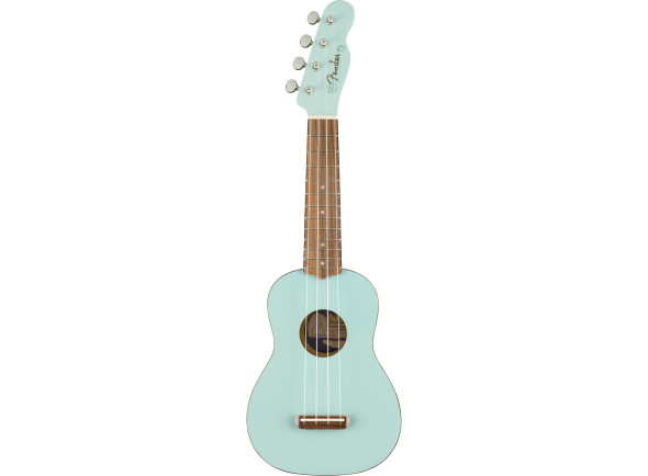 Fender  Venice Soprano Uke Walnut Fingerboard Daphne Blue - Ukulele de tamanho soprano, Ponte sem amarras, Headstock Tele 4 em linha, 