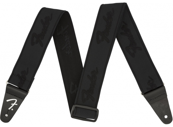 Fender Weightless Running Logo Guitar Strap - Black/Black - Uma alça clássica que é confortável no ombro e parece ótima no palco, Leve e confortável e ajusta de 30 