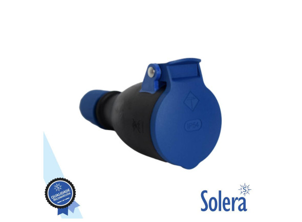 Ficha Schuko Fêmea 16A/250V IP54 Preta SOLERA