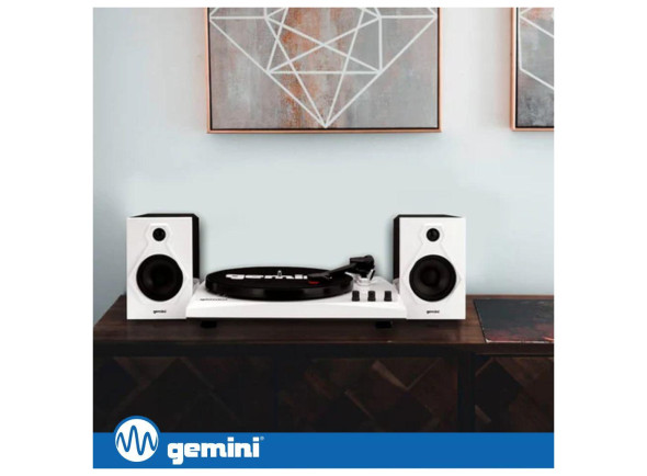 Gira-Discos 33/45/78RPM Preto/Branco C/ 2 Colunas GEMINI